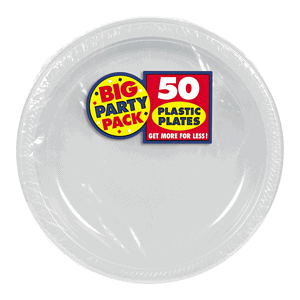 Silver Plastic Plates Round 7in 50ct