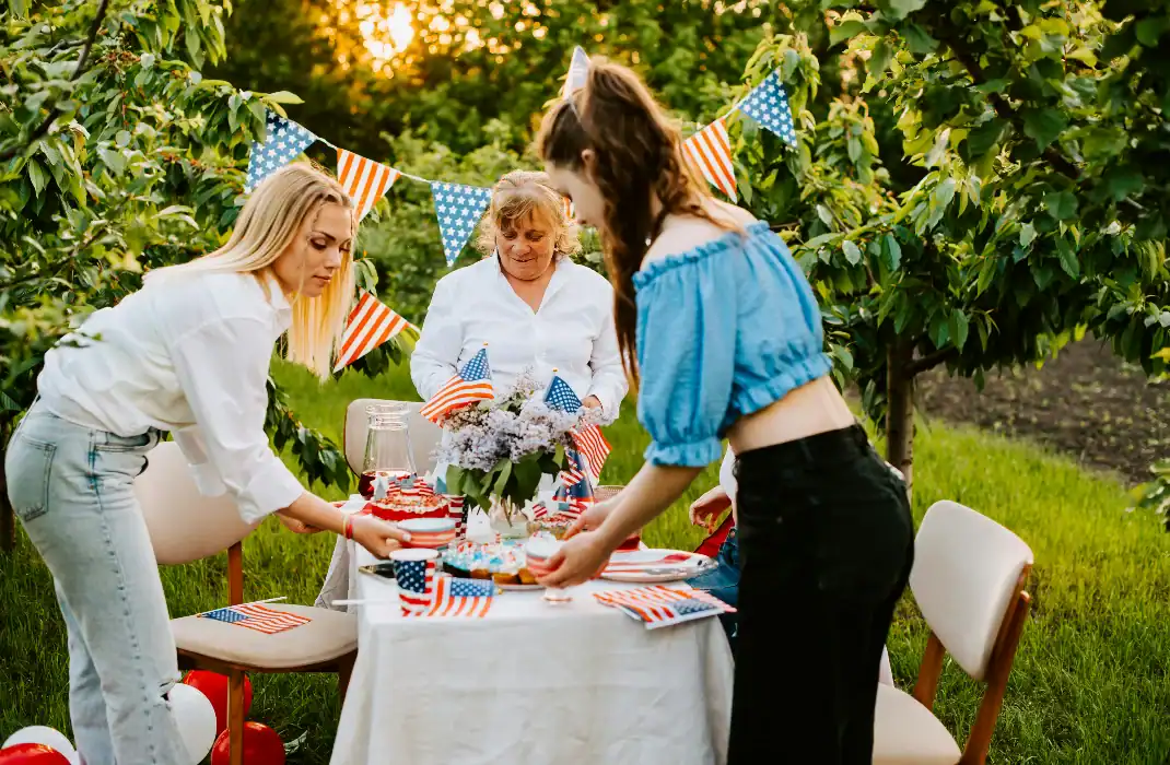 family preparing for 4th of july party
