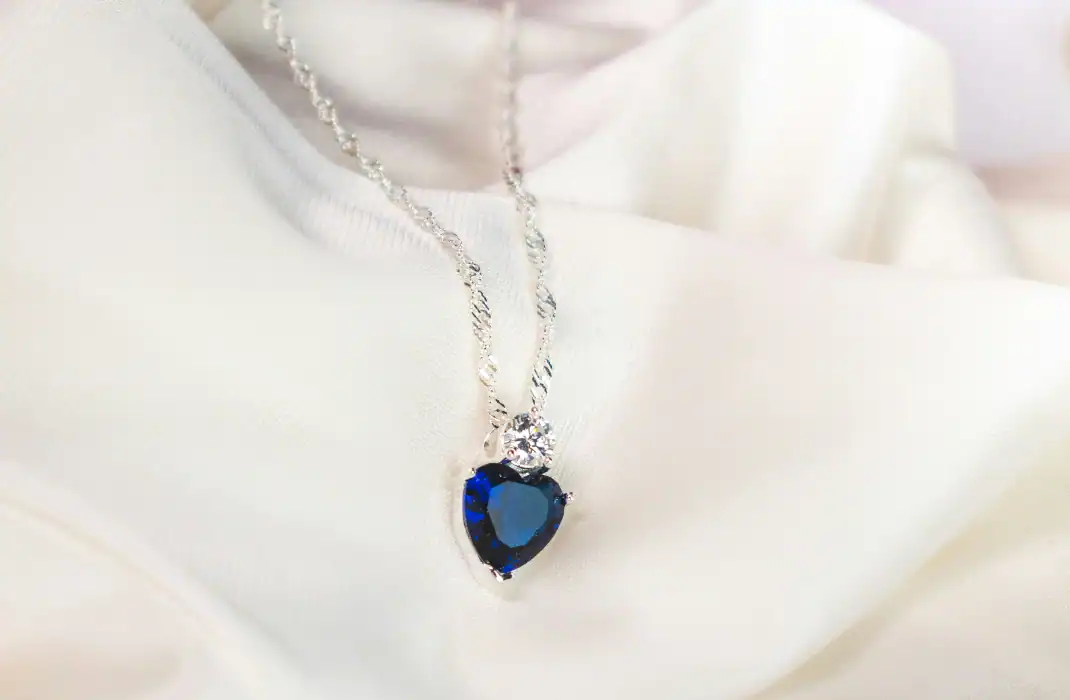 necklace with blue stone pendant