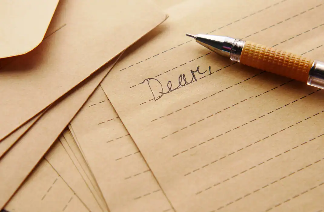 writing a letter on a piece of paper