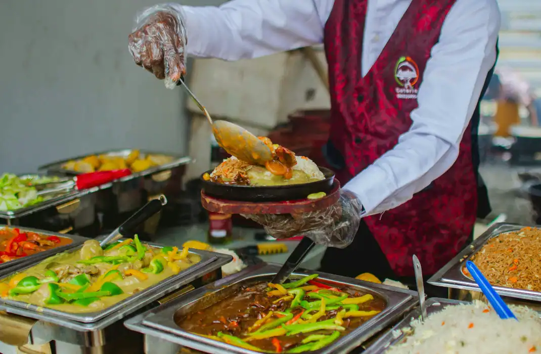food on a hot plate during a party
