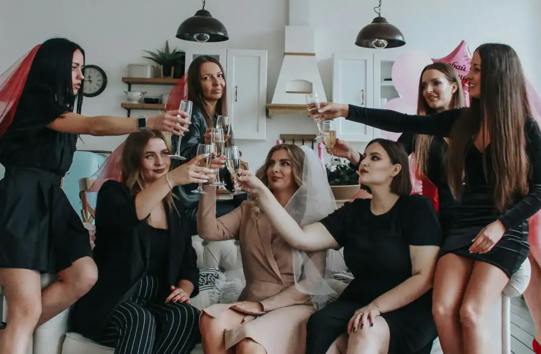Pink-themed bachelorette party.