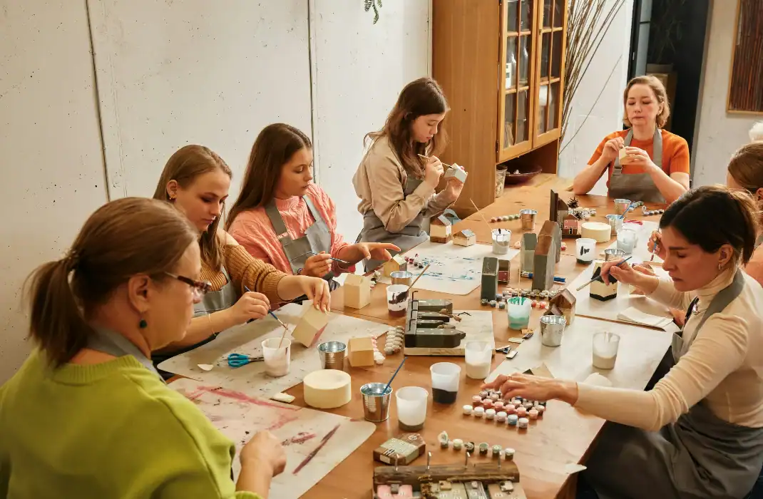girls during a craft workshop