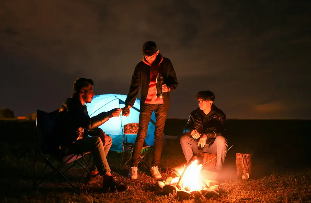 friends camping for a bachelor party