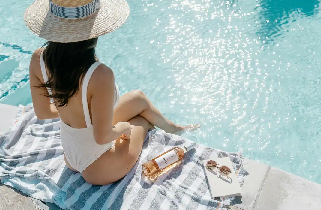 woman lounging in pool