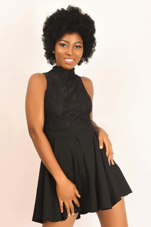 woman wearing a little black dress