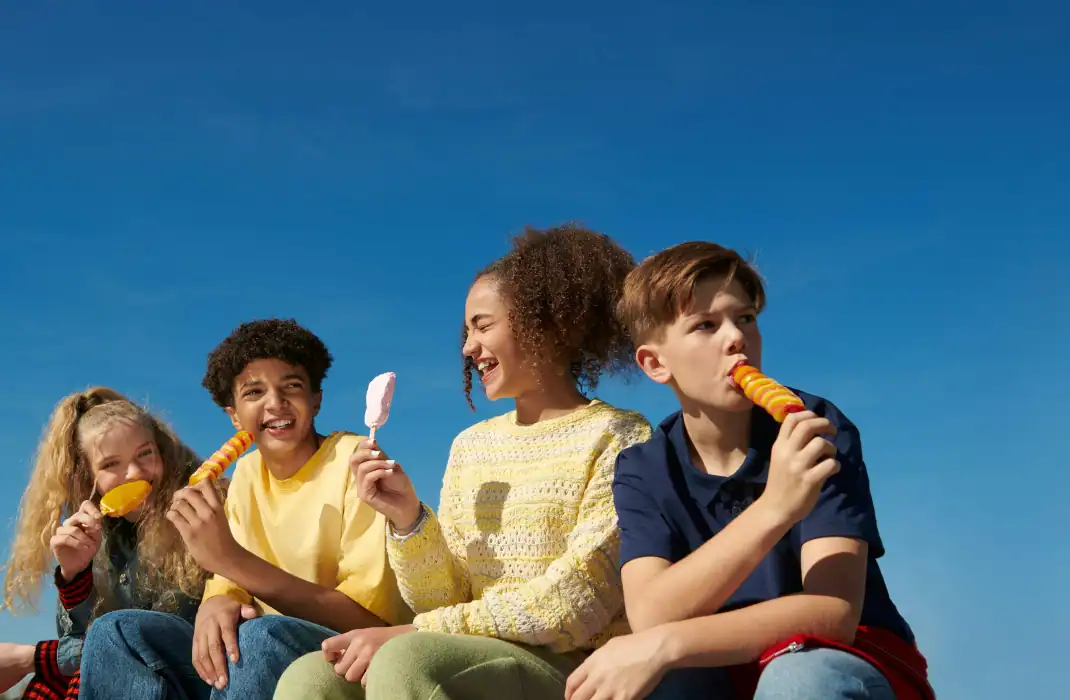 kids eating ice cream as birthday presents 