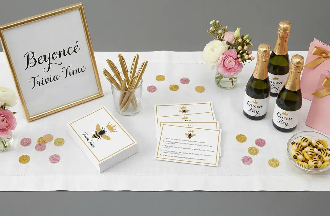 beyonce themed trivia and mini champagne