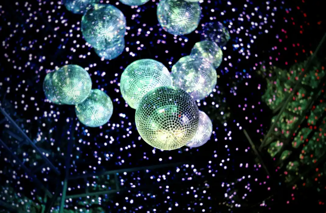 disco ball display at night