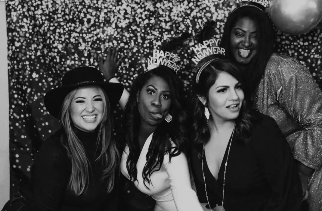 friends in a photo booth