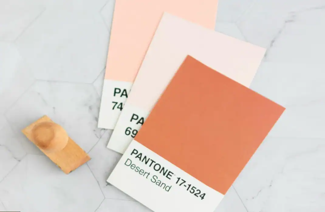 pantone color swatches on table